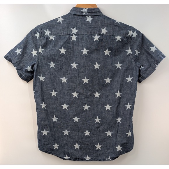 Denim Supply Ralph Lauren Men's XL Shirt Stars Short Sleeve Button Up Blue - Picture 5 of 11